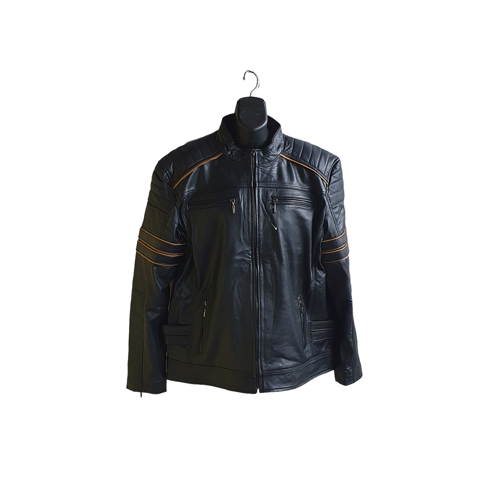 Jacket de Cuero Motociclista Negra para Hombre | 100% Cuero Bovino