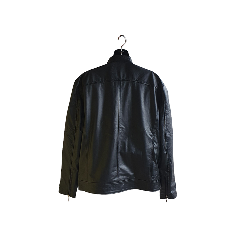 Jacket de Cuero Negra Clásica para Hombre | 100% Cuero Bovino en modayestilocr en Costa Rica