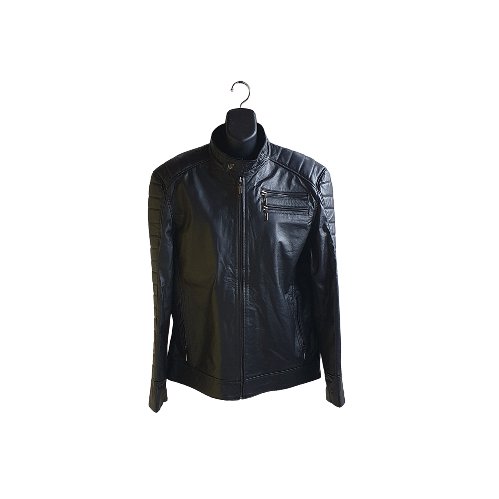 Jacket de Cuero Negra Estilo Racing para Hombre | 100% Cuero Bovino