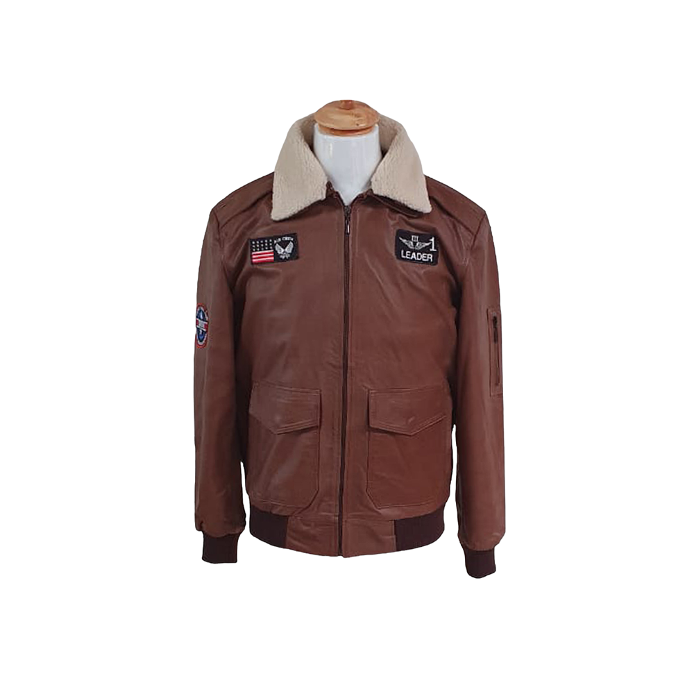 Jacket Aviador de Cuero Café para Hombre | 100% Cuero Bovino