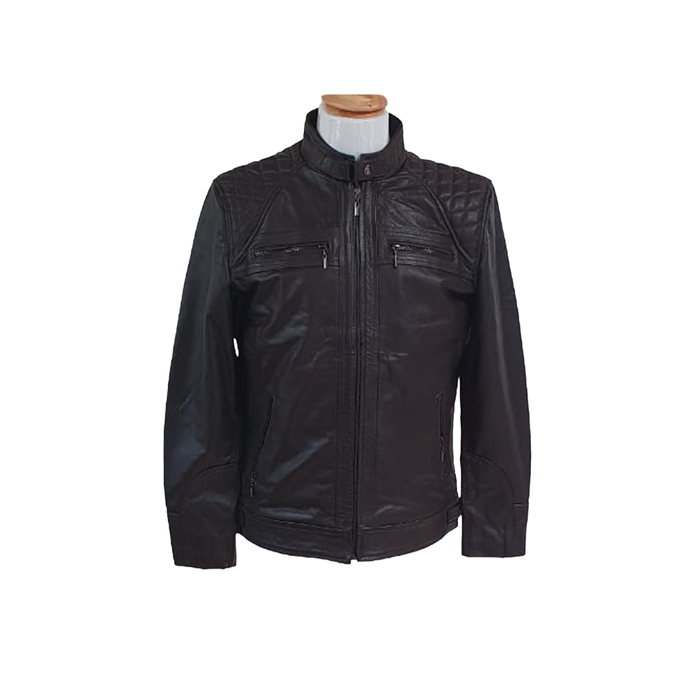 Jacket de Cuero Negra Estilo Biker para Hombre | 100% Cuero Bovino