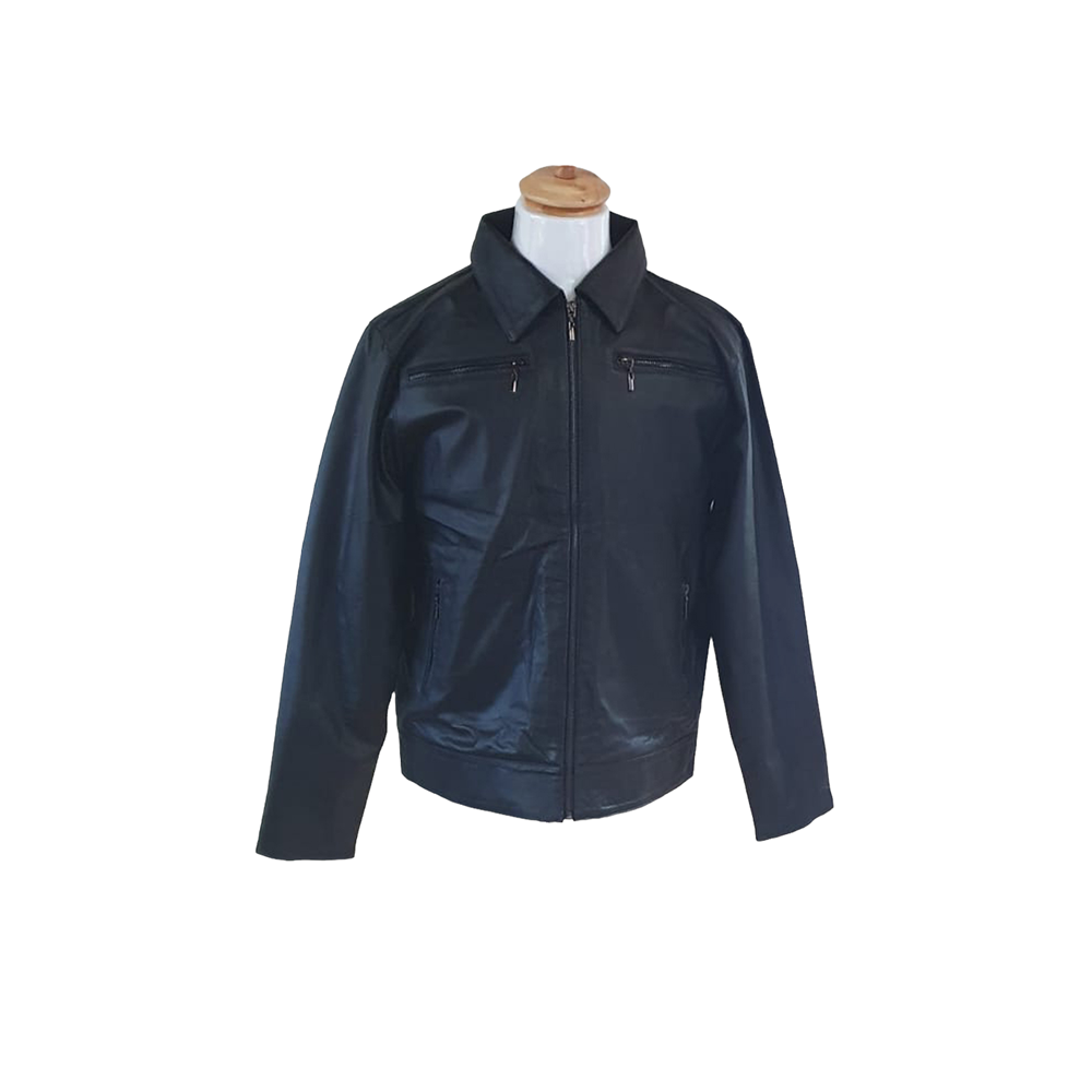 Jacket de Cuero Azul Marino para Hombre | 100% Cuero Bovino