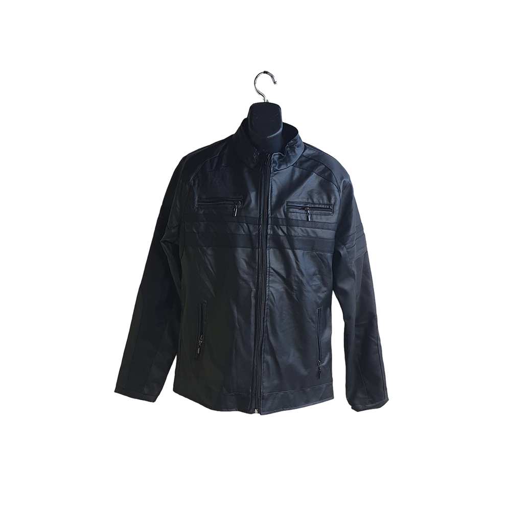 Jacket de Cuero Sintético Negra para Hombre | Estilo Casual