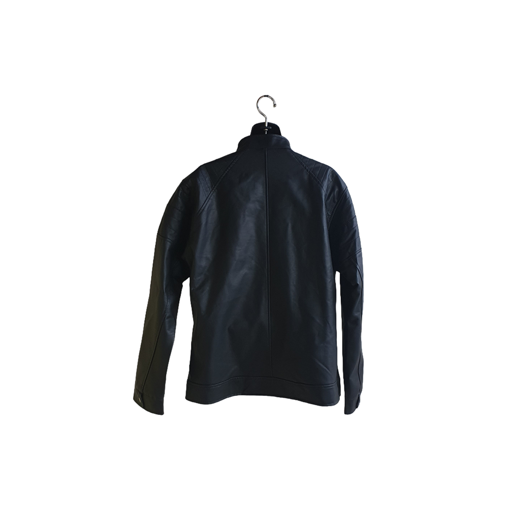Jacket de Cuero Sintético Negra Estilo Motociclista para Hombre en modayestilocr en Costa Rica