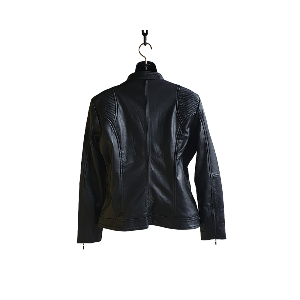 Jacket de Cuero Bovino Negra para Mujer Estilo Clásico en modayestilocr en Costa Rica