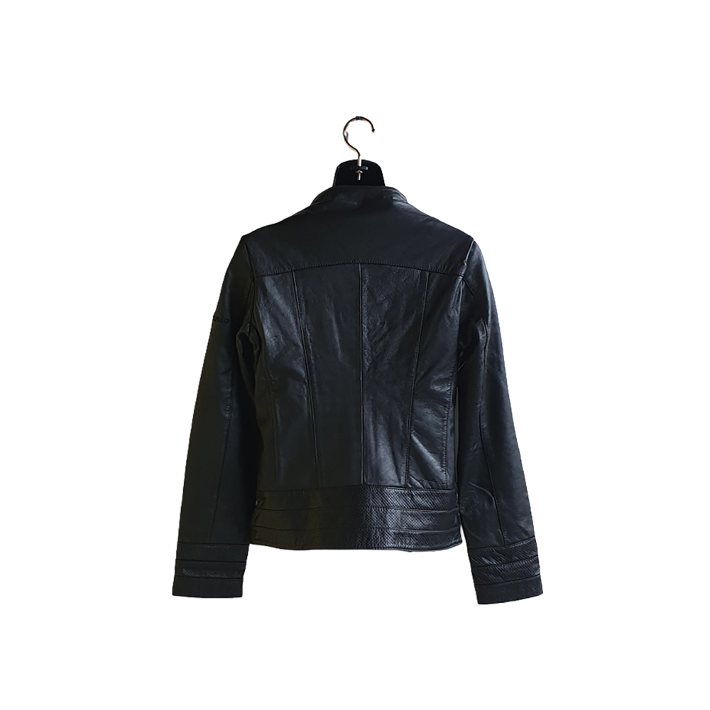 Jacket de Cuero Bovino Negra para Mujer Estilo Biker en modayestilocr en Costa Rica