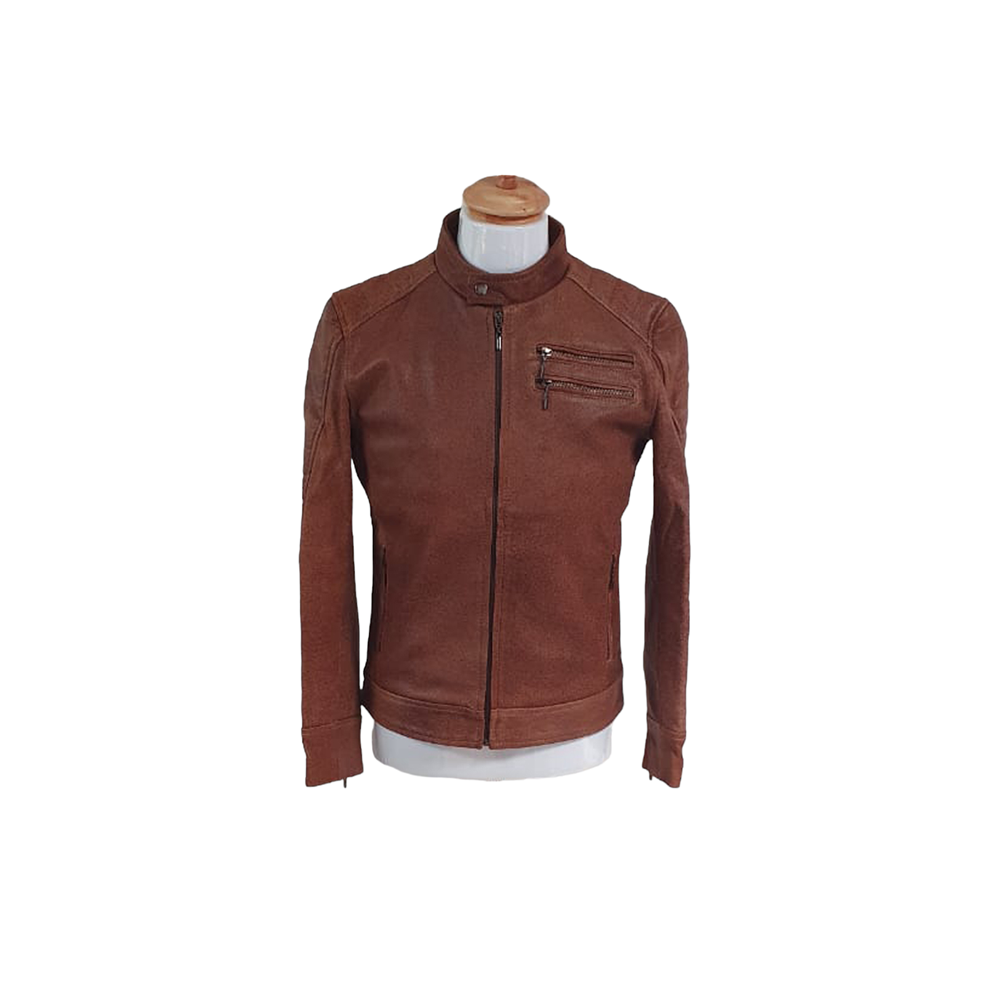 Jacket de Cuero Bovino Café para Mujer Estilo Clásico