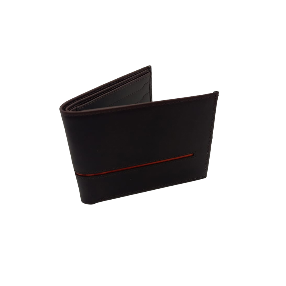 Billetera de Cuero para Hombre Negra con Detalle Rojo