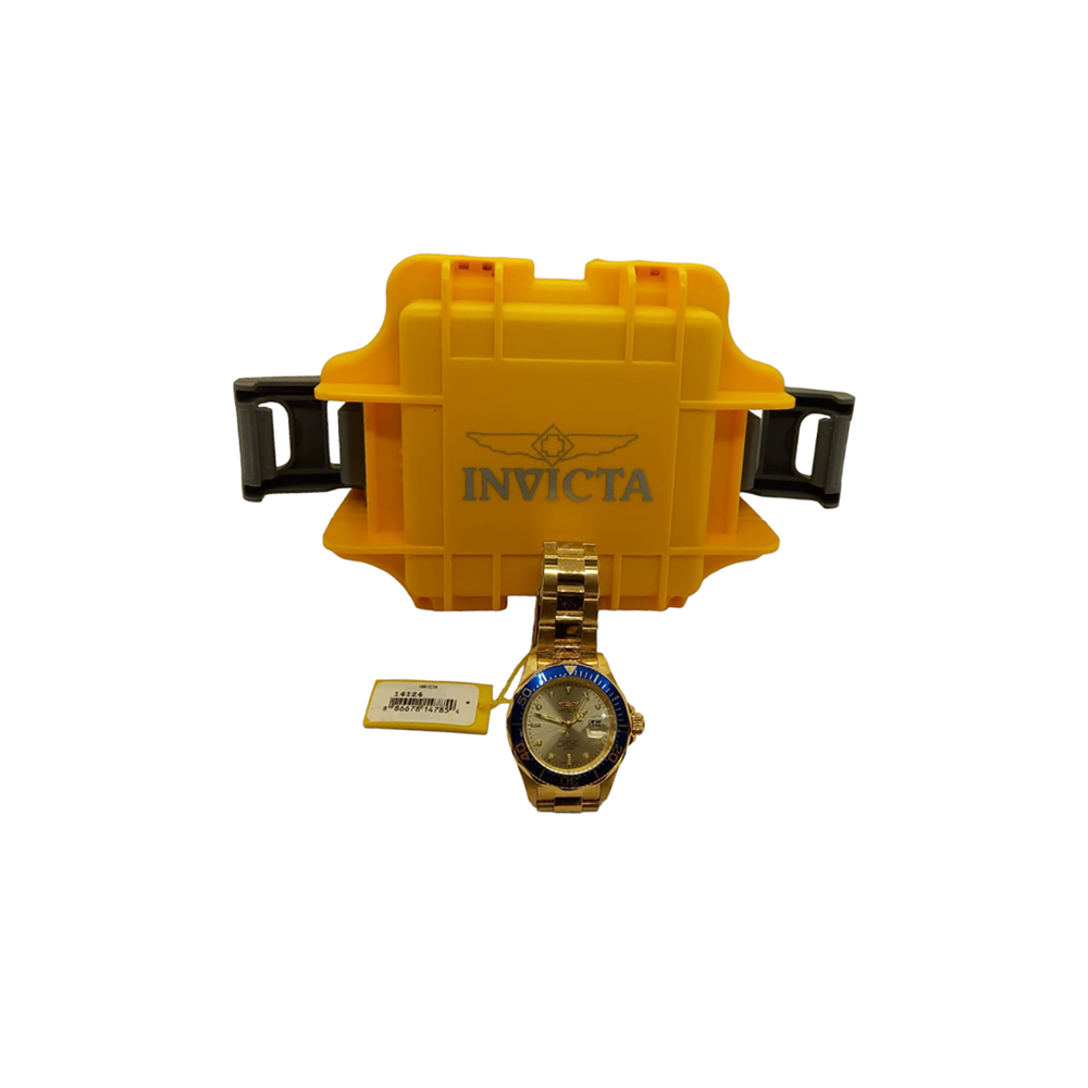 Reloj Invicta para Hombre Dorado con Bisel Azul y Esfera Clara
